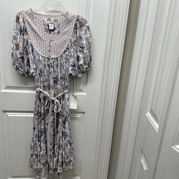 Lucky Brand Dresses & Skirts - Lucky Brand Dress Peasant Cowgirl Paisley Blue White Cottage Core NEW